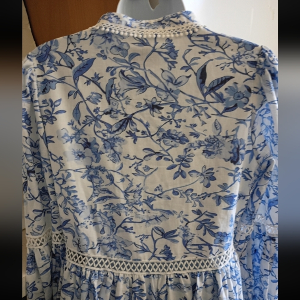 Petite Maison Kids Jaylin Blue/White Linen Mom Dress sz XS - Picture 6 of 14